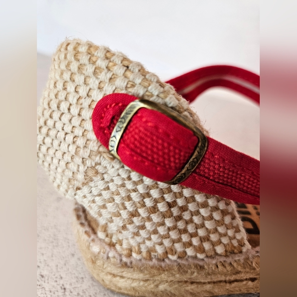 Diegos Classic Spanish Handmade Red Anklestrap Espadrilles for Women Size 37 NWT - Picture 13 of 15